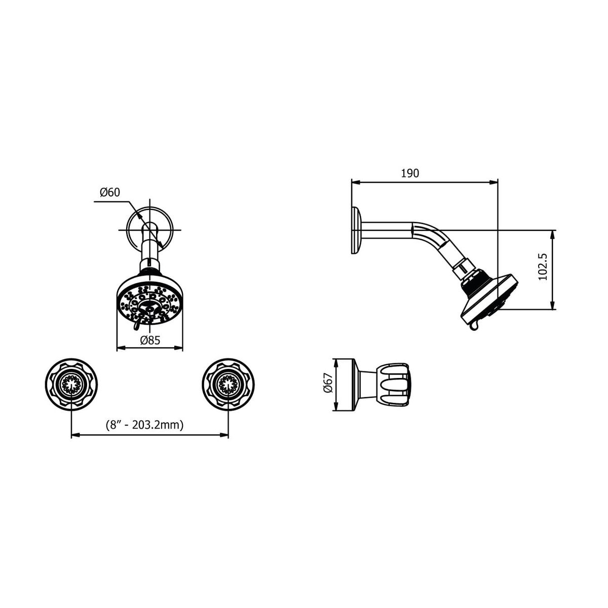 ITALGRIF - Mezcladora para ducha aruba cromado Italgrif