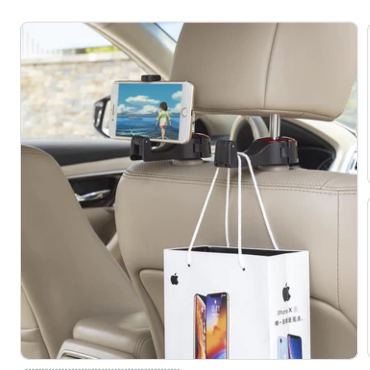 AURELA - CarHook™ - Set de 2 Soportes de Celular y Bolsas para Auto
