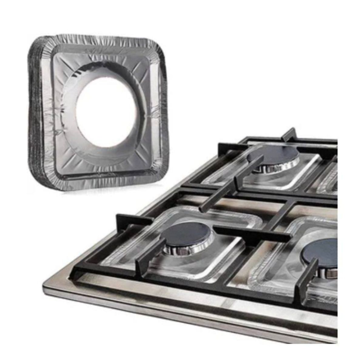 GENERICO - Pack de 12 Protectores de Aluminio para Hornilla de Cocina