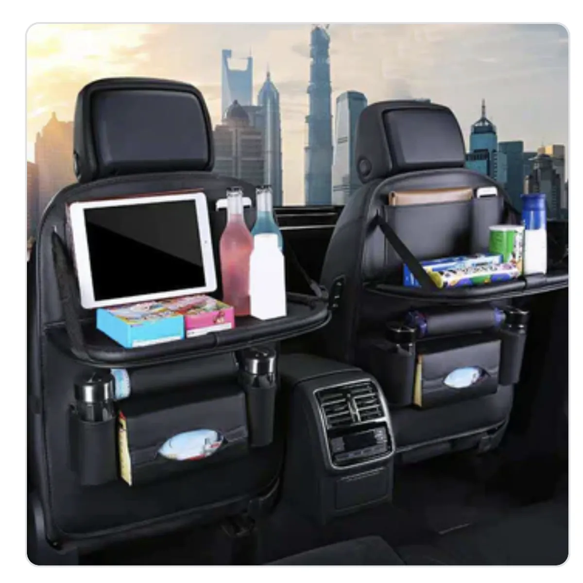 AURELA - Organizador Posterior de Cuero para Asiento de Auto