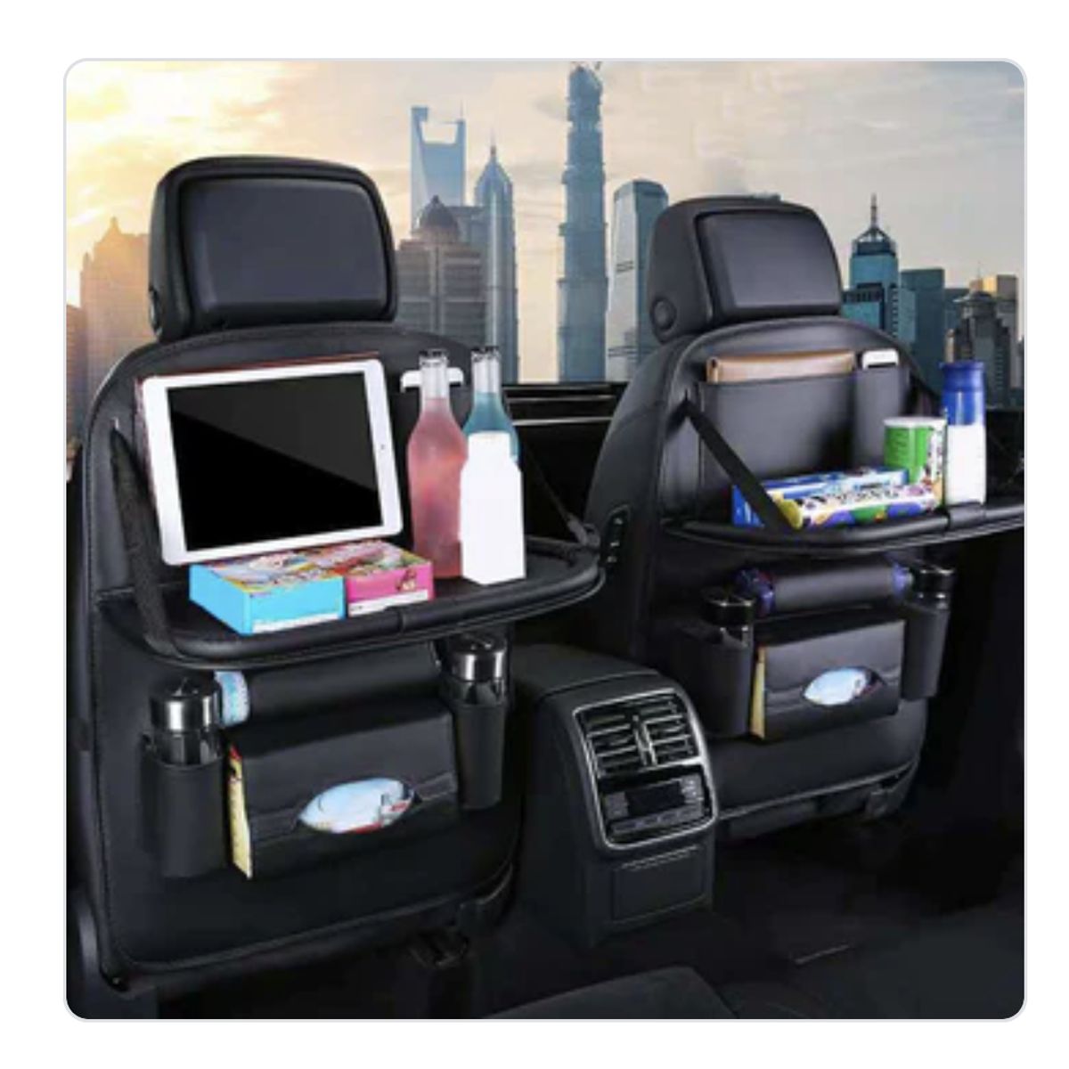 AURELA - Organizador Posterior de Cuero para Asiento de Auto