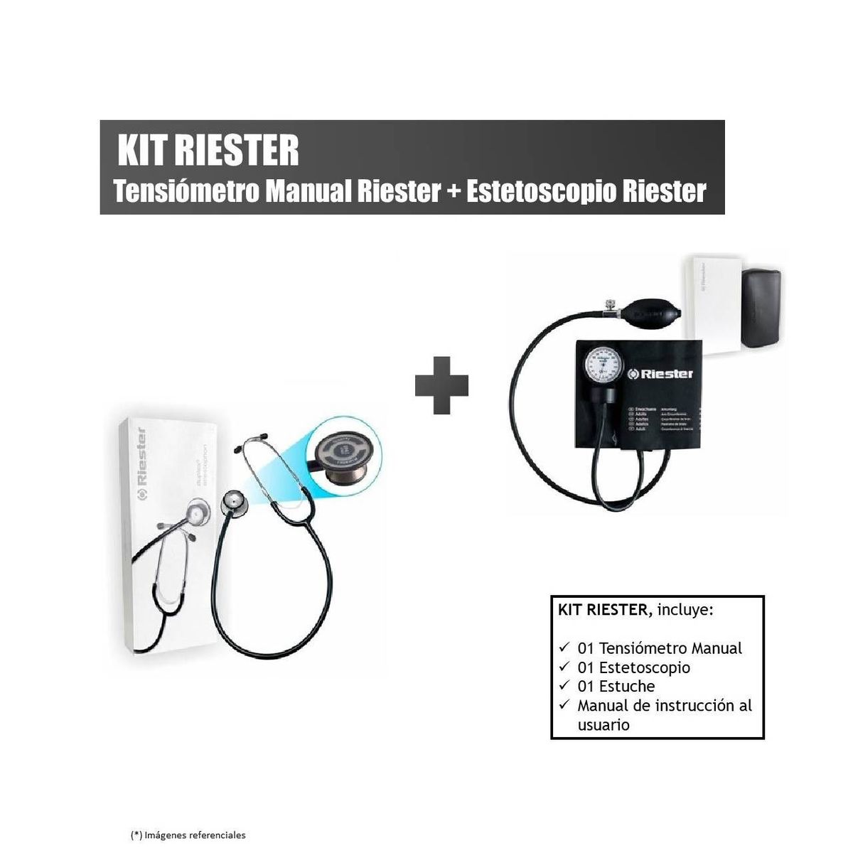 RIESTER - TENSIOMETRO MANUAL Y ESTETOSCOPIO - RIESTER NEGRO