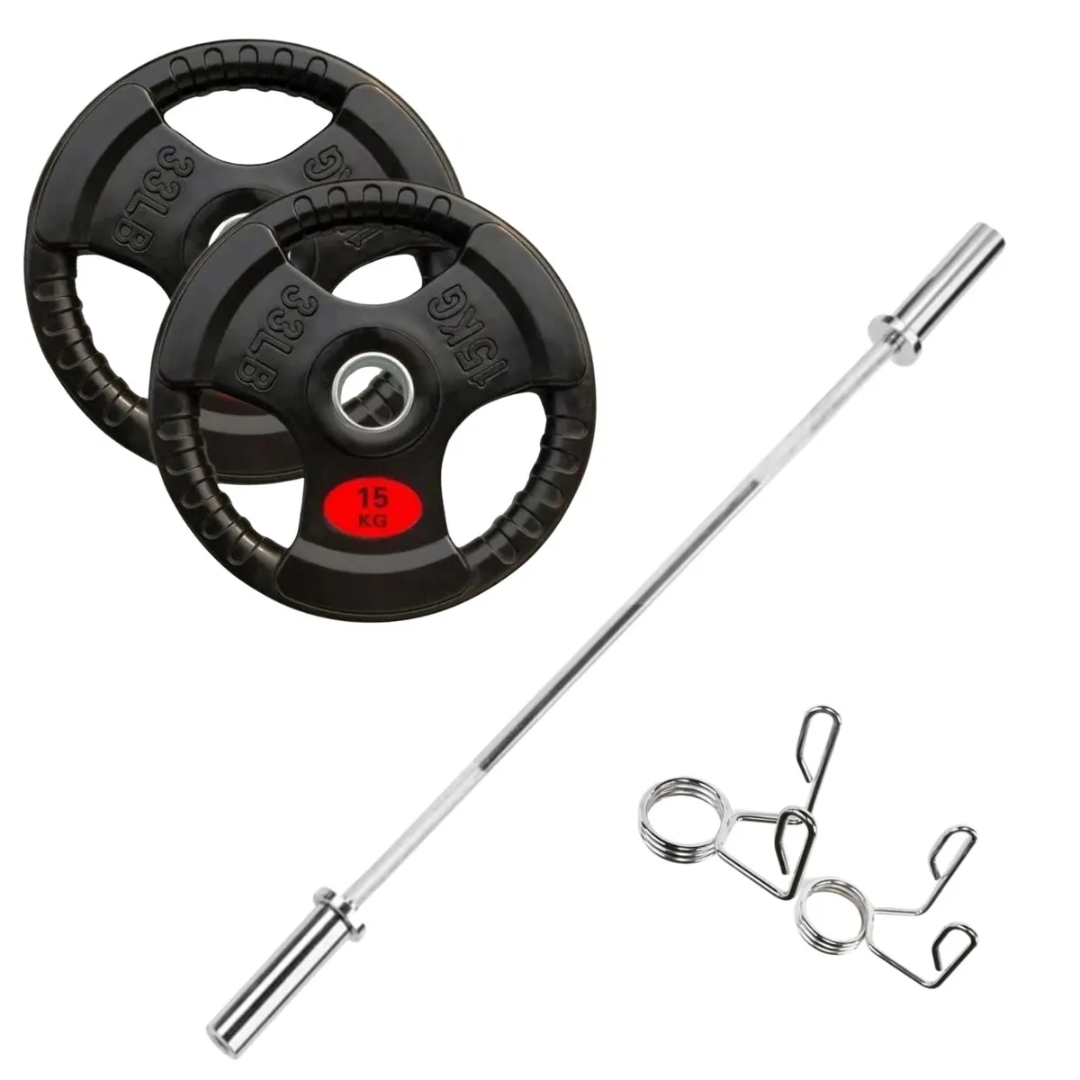 XTREME SPORT - Barra olímpica 120cm + par de Discos Olimpicos de 15 kg