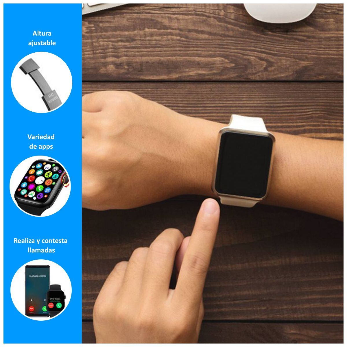 SASARU - Audífonos Bluetooth P47 Blanco+Smartwatch Serie 8 T900 Pro Max L Negro