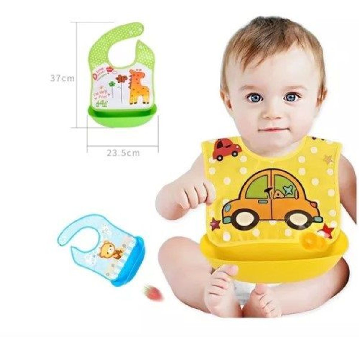 GENERICO - Babero silicona bebé impermeable bolsillo atrapa comida - rosado