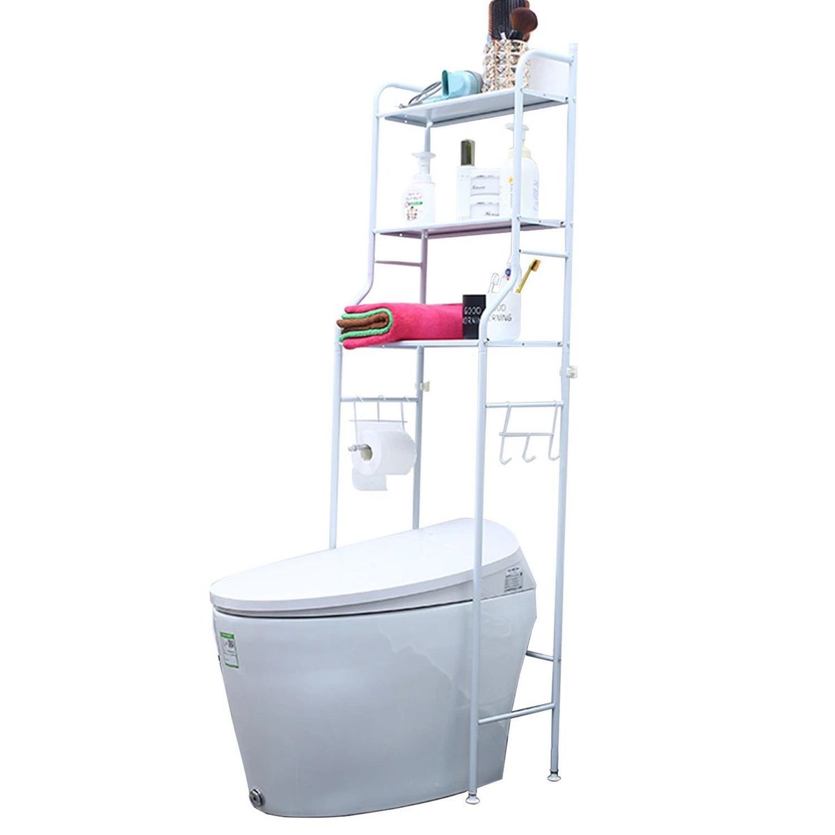 GENERICO - Estante Organizador de Baño 3 Niveles Compartimientos Multiusos Blanco