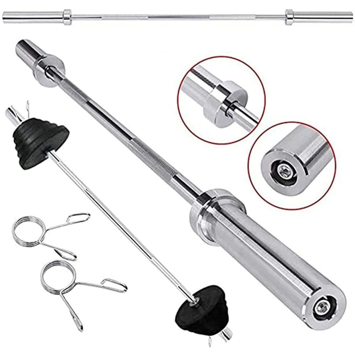 XTREME SPORT - Barra Olímpica Recta de 120 cm + Seguros