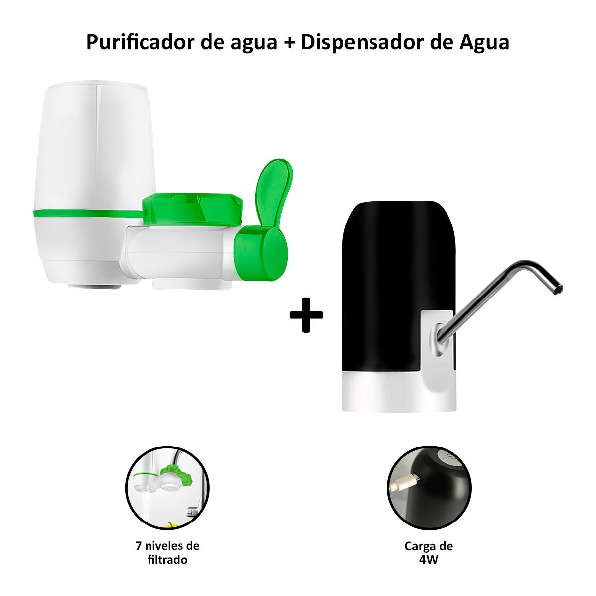 SASARU - Filtro de Agua para Grifo  Dispensador de Agua Automático Recargable