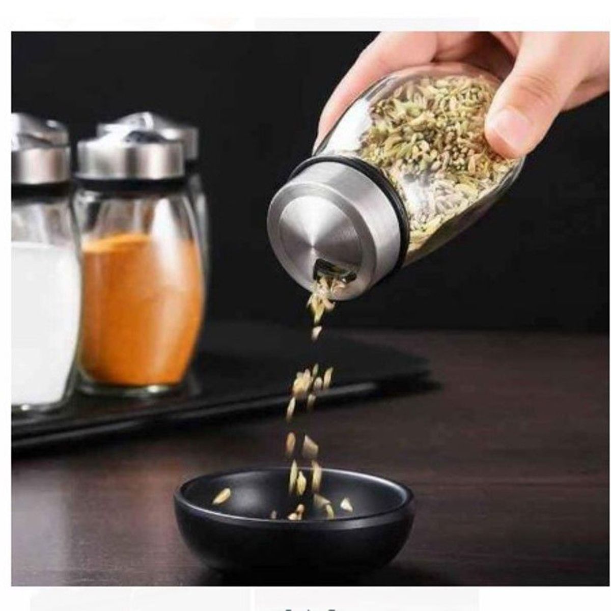 GENERICO - Condimentero de frasco de vidrio  giratorio