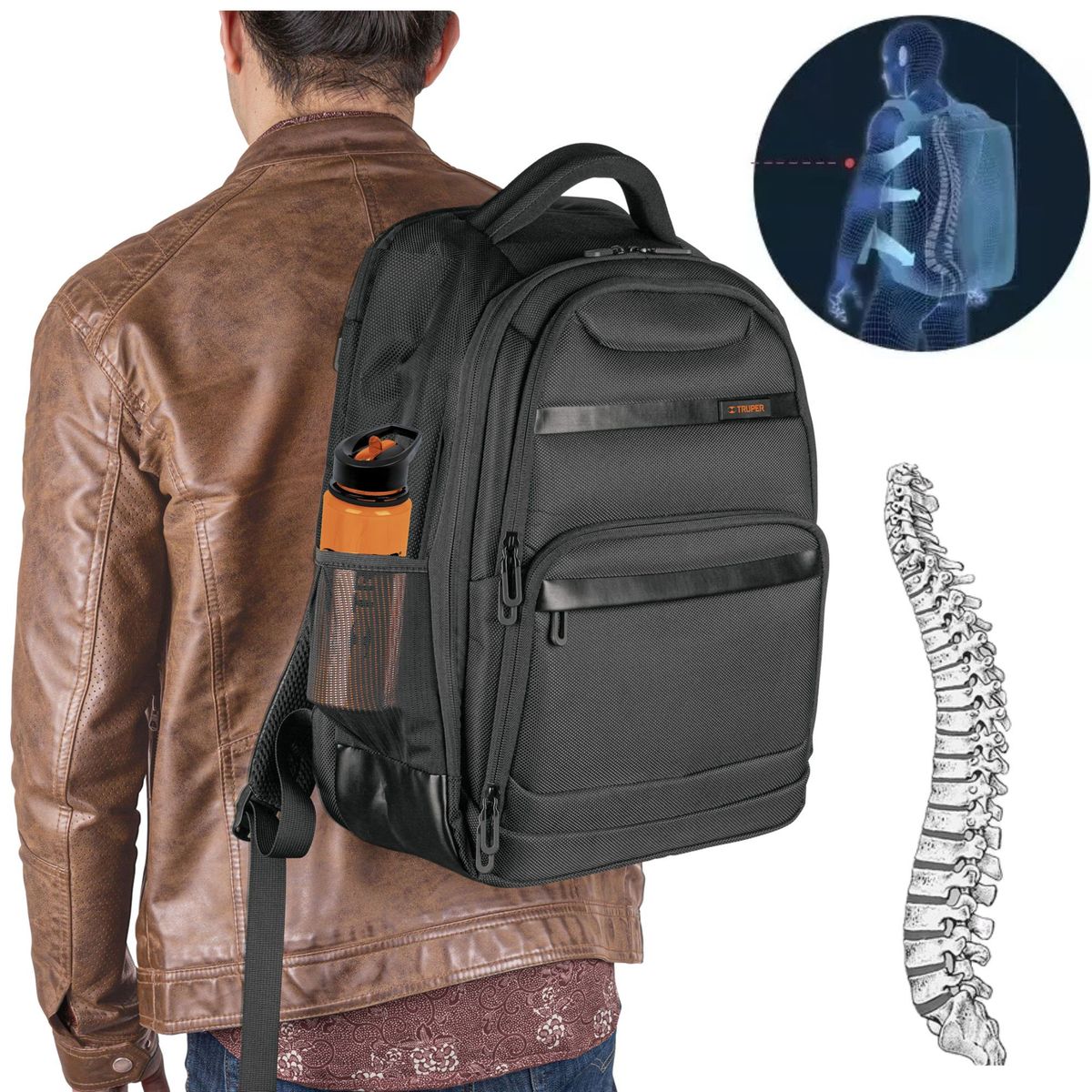 TRUPER - Mochila porta laptop  +Tomatodo 740 ml. Truper