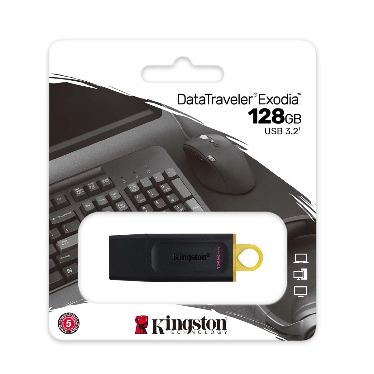 KINGSTON - Memoria USB 3.2 Kingston Data Traveler Exodia DTX 128GB de capacidad, negro