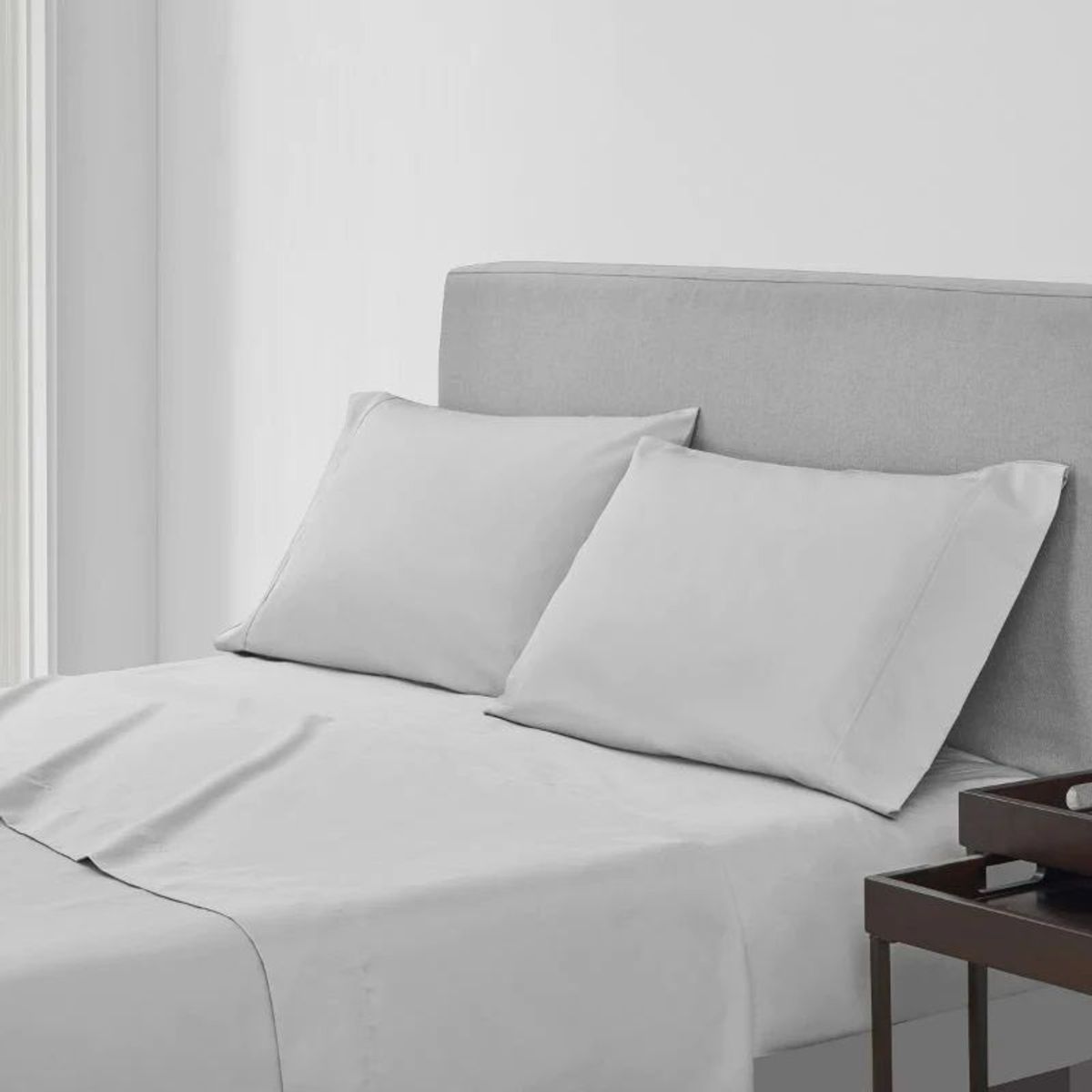 HOME BRANDS - Juego de Sabanas 1800 hilos Color Gris Claro - 2 plazas