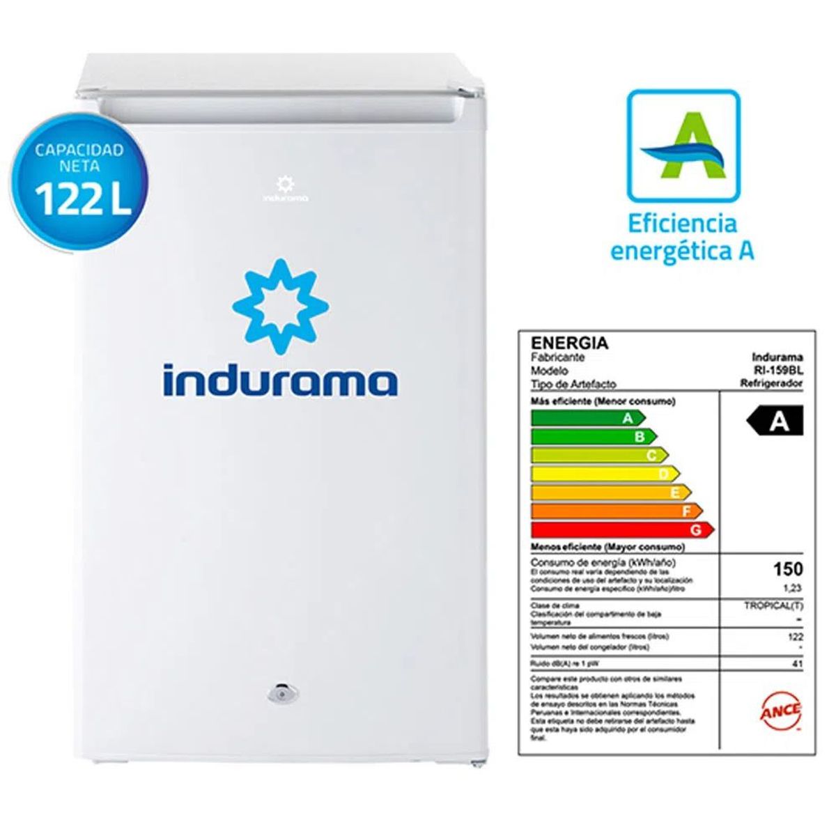 INDURAMA - Frigobar Indurama 122 Litros RI-159BL