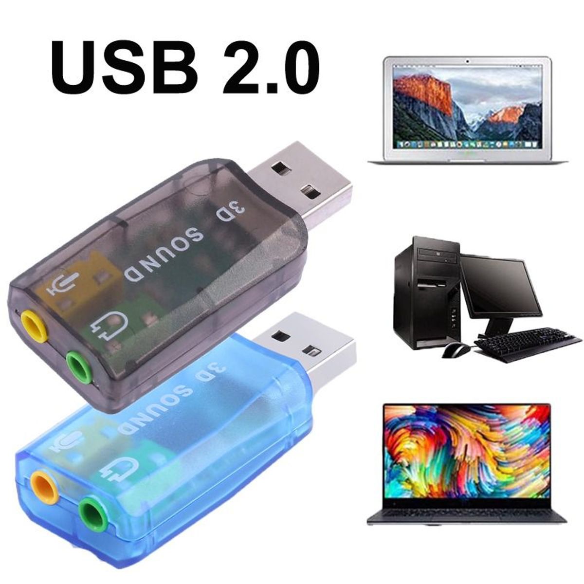 OEM - Tarjeta de Sonido Externo USB 5.1 Canales para PC, Laptop