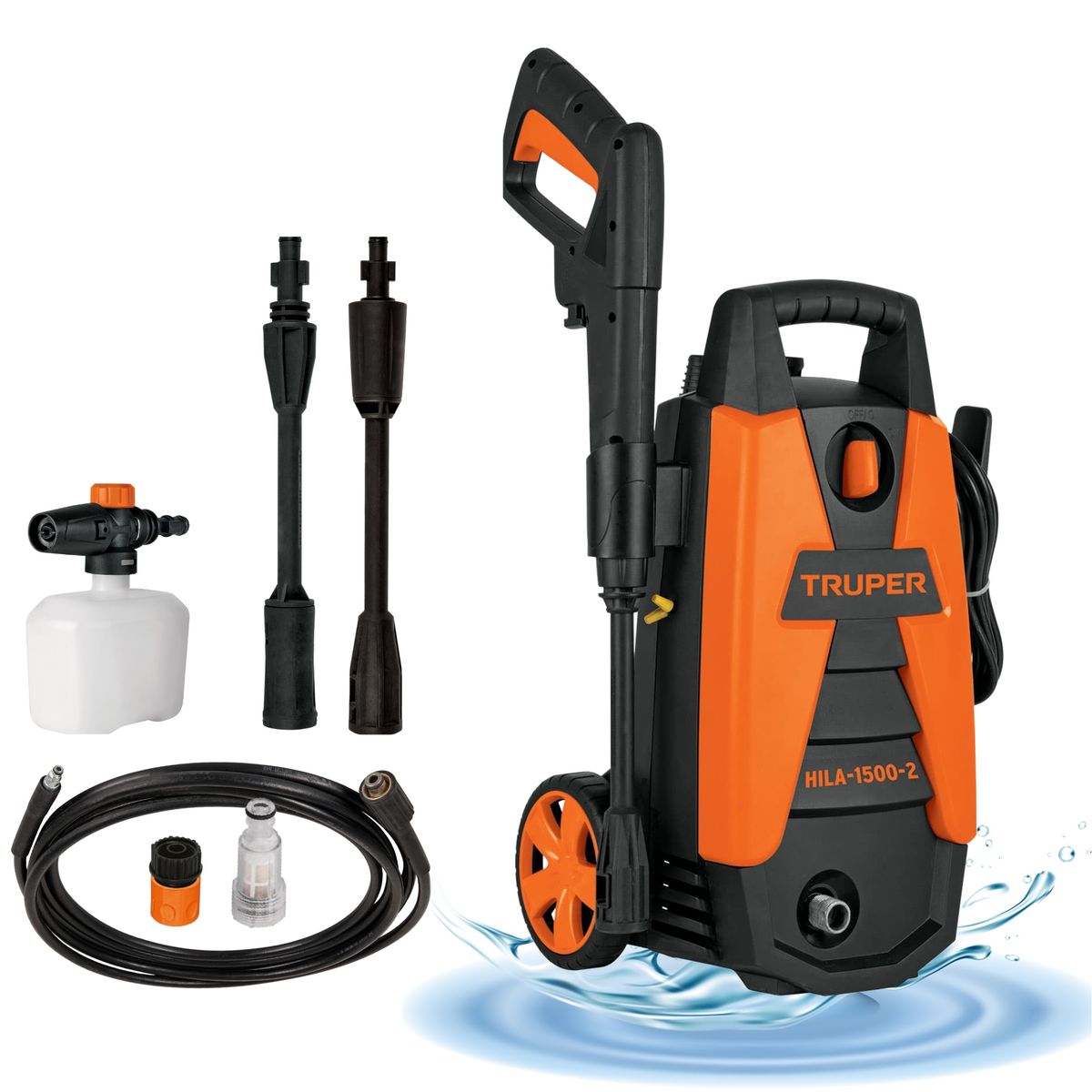 TRUPER - hidrolavadora manguera 15m pistola de riego y caja de herramientas
