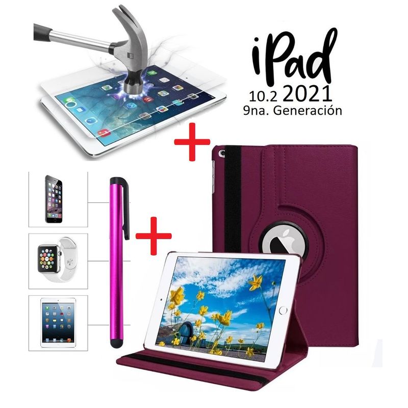 GENERICO - Funda Protector + Mica + Lapiz para iPad 10.2 9na Gen A2602 A2604