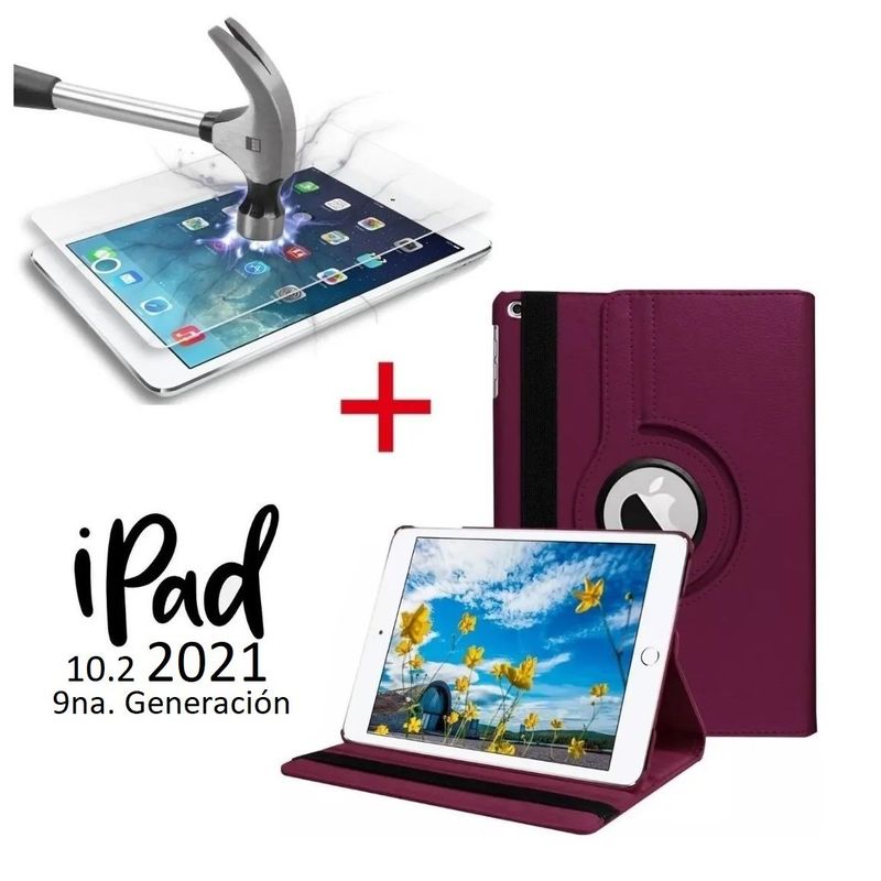 GENERICO - Funda Giratoria + Mica Vidrio para iPad 10.2 9na Gen A2602 A2604