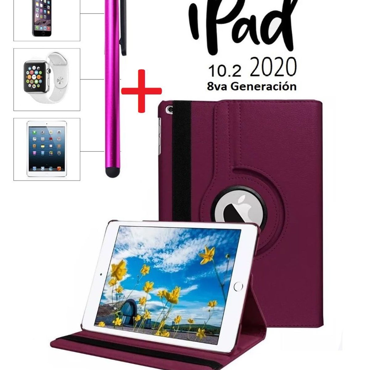 GENERICO - Funda Giratoria + Lapiz Tactil para iPad 10.2 8va Gen A2270 A2428