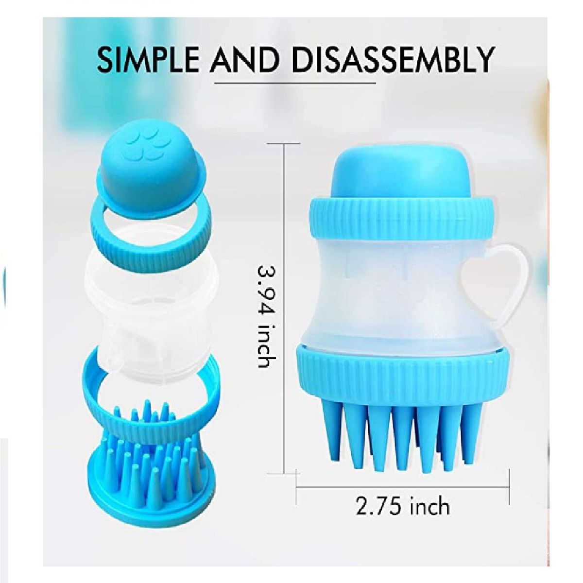 OTTOWARE - Cepillo Dispensador De Shampoo para Bañar Mascotas