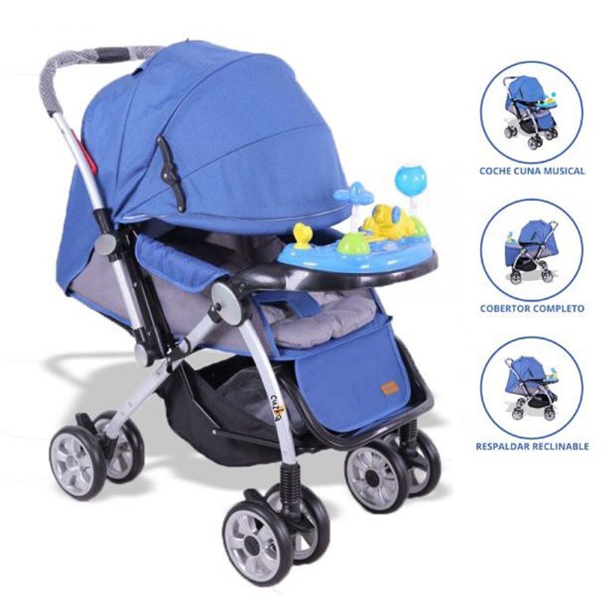 GENERICO - Coche Cuna Musical CONFORT Azul