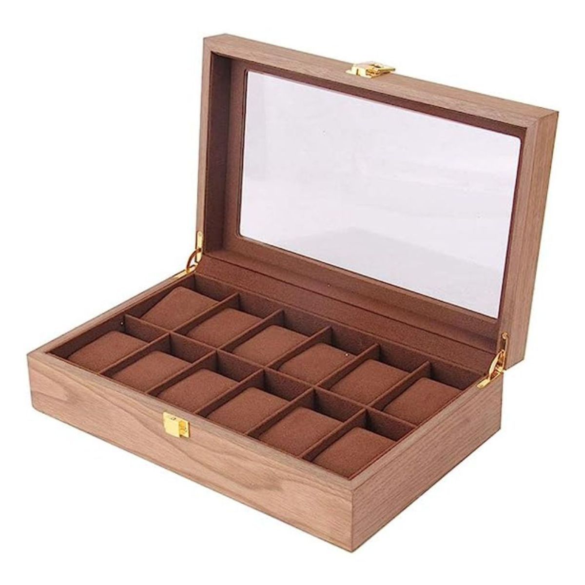 GENERICO - Porta Reloj De Madera Pulida para 12 Relojes