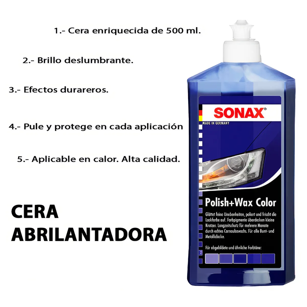 SONAX - Cera Sonax Liquida 500ml Color Azul con Carnauba