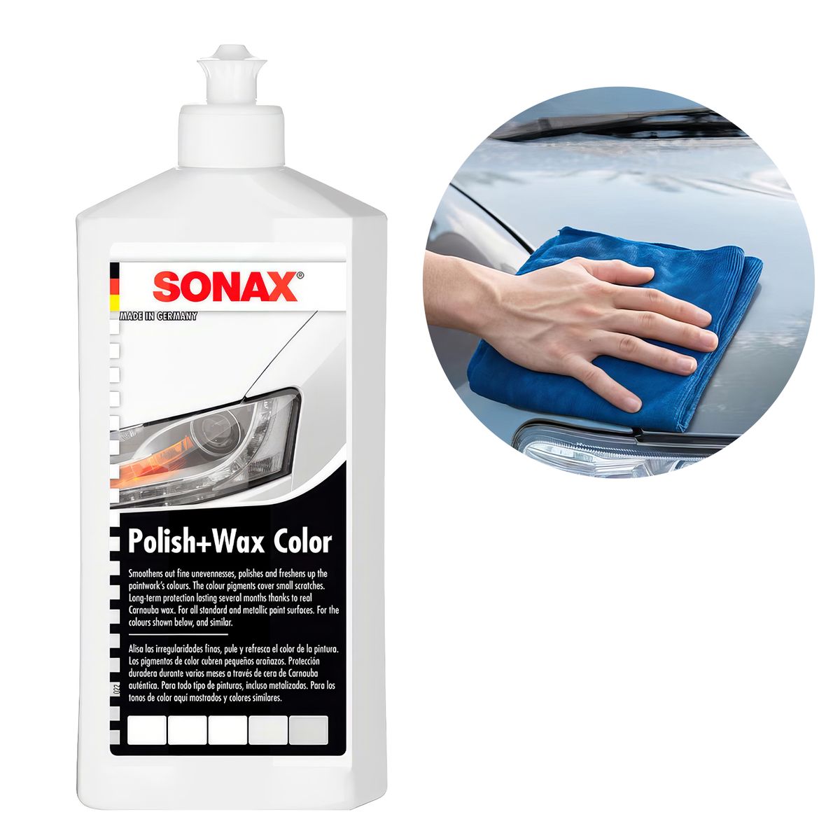 SONAX - Cera Sonax Liquida 500ml Color Blanco con Carnauba