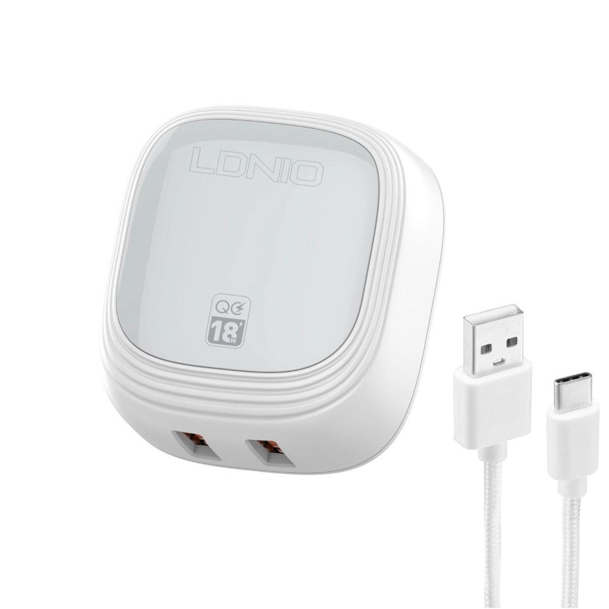 LDNIO - Cargador de Carga Rápida para Viaje A2512Q Doble USB Incluye Cable 1m
