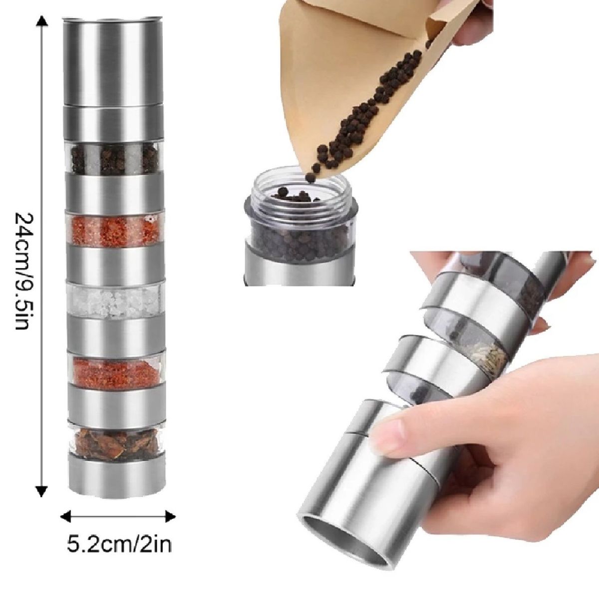 OTTOWARE - Molinillo Manual de Condimentos 4 en 1