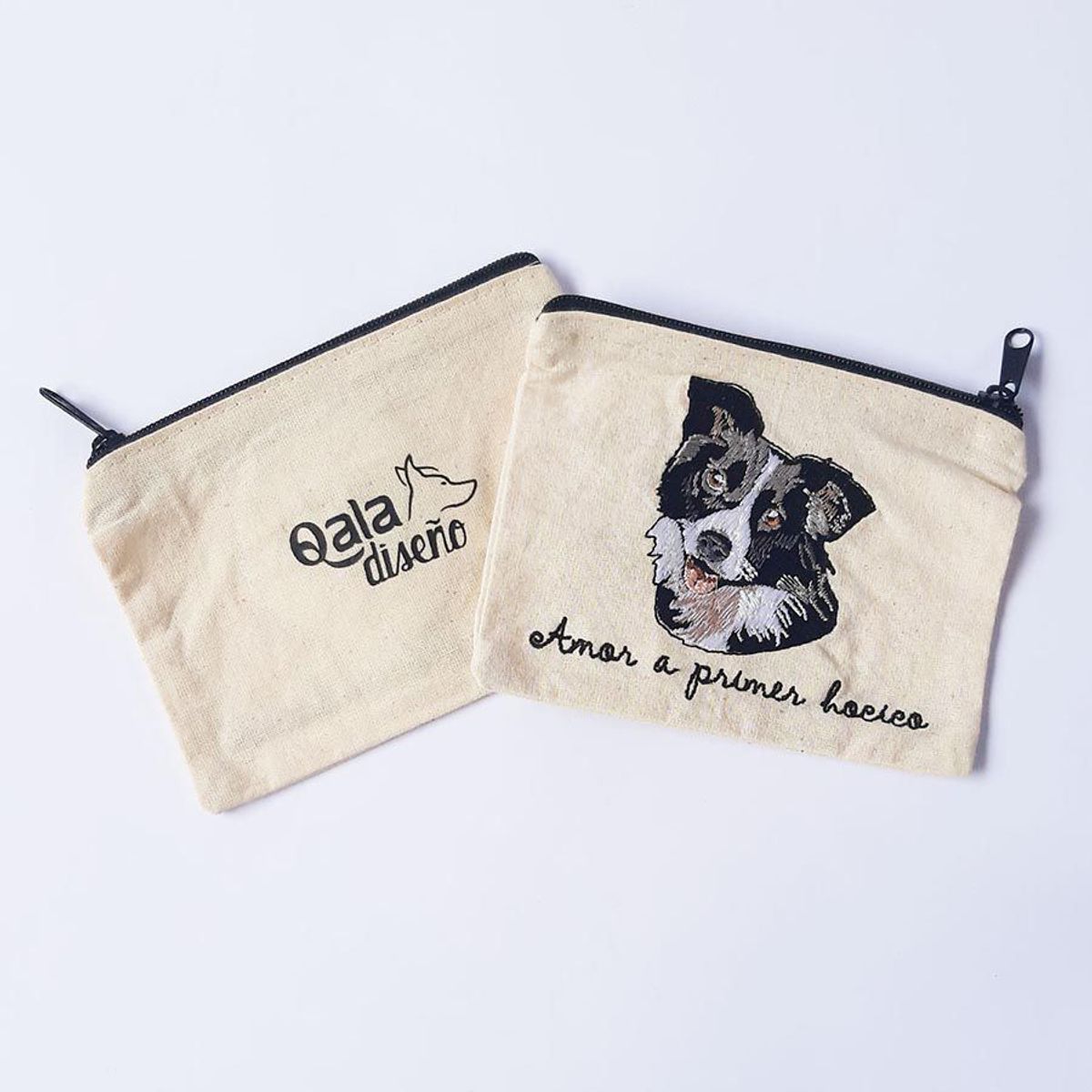 QALA DISEÑO - Monedero Bordado - Qala Diseño - Perro Border Collie