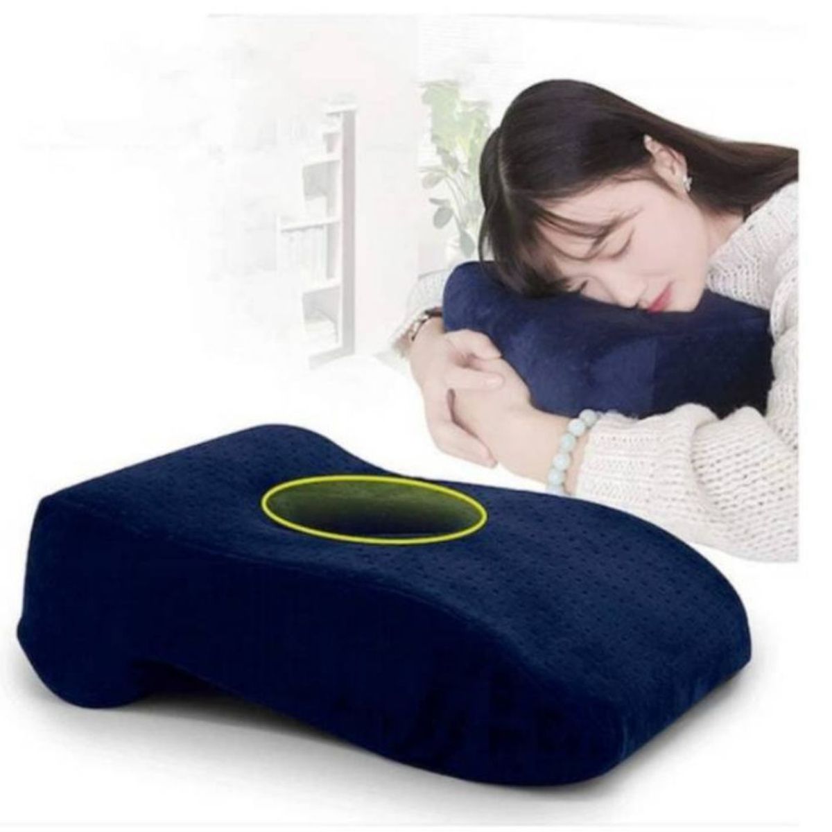 GENERICO - Almohada Viscoelástica para Dormir Boca Abajo de Terciopelo Lavable.