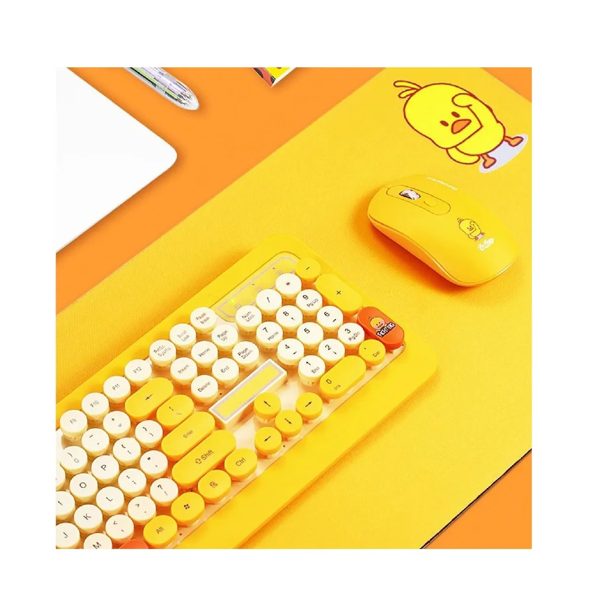 OTTOWARE - Kit Teclado y Mouse Inalámbrico Animado Amarillo