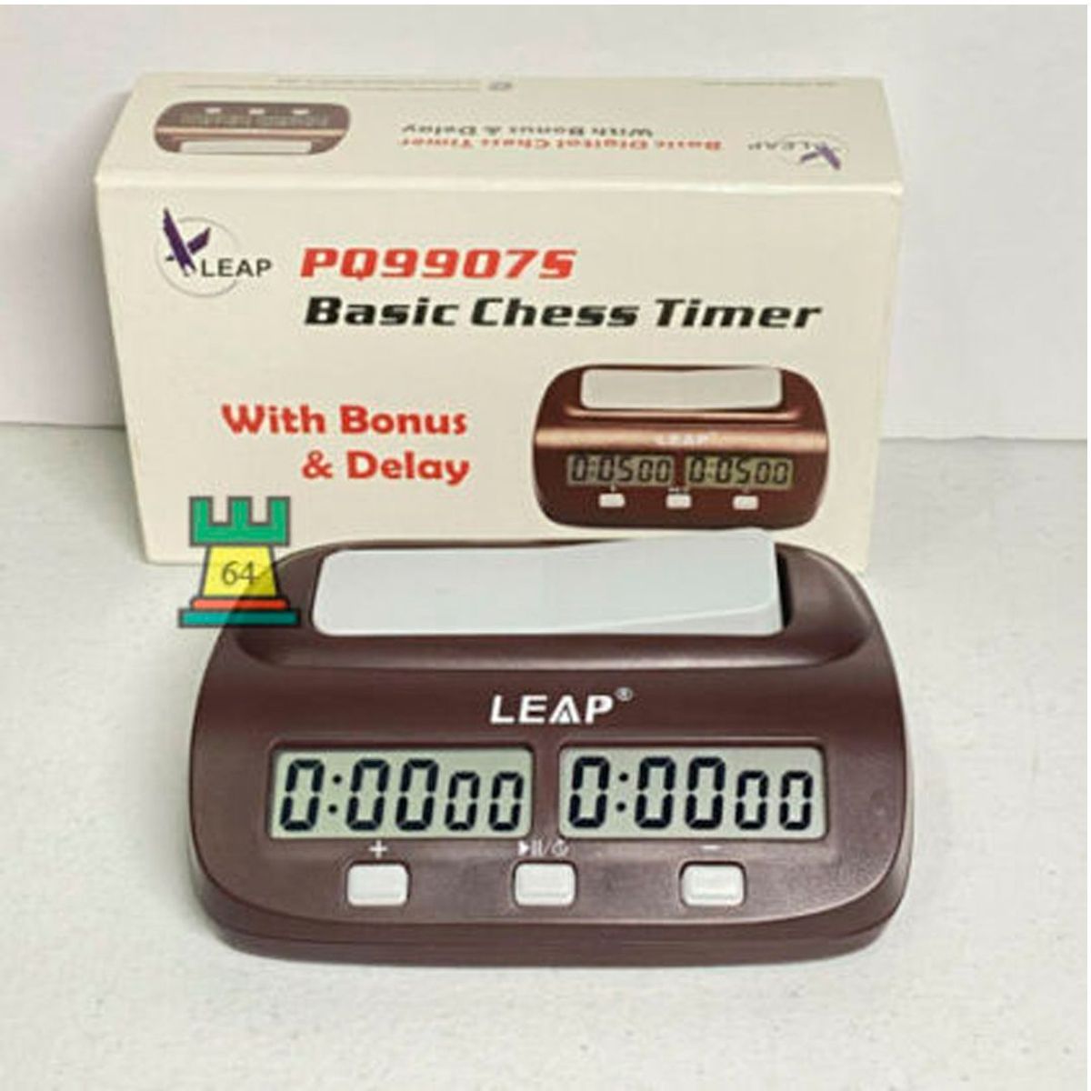 LA CASA DE AJEDREZ - Reloj de Ajedrez Digital LEAP PQ9907S Temporizador - marron