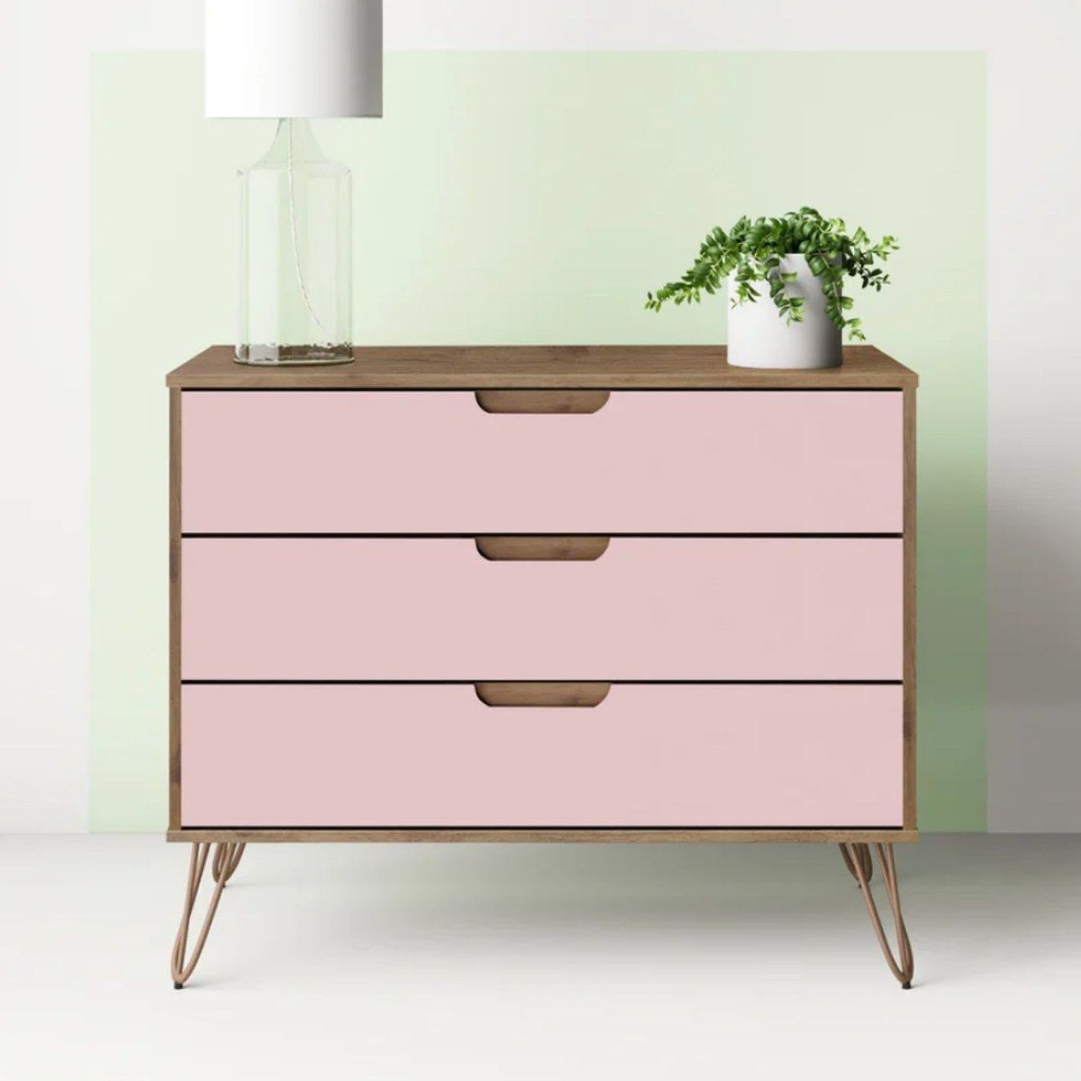 VENTITAS HOME - Cómoda Contemporánea Loreanna 3 Cajones Ventitas Home Duna y Rosado