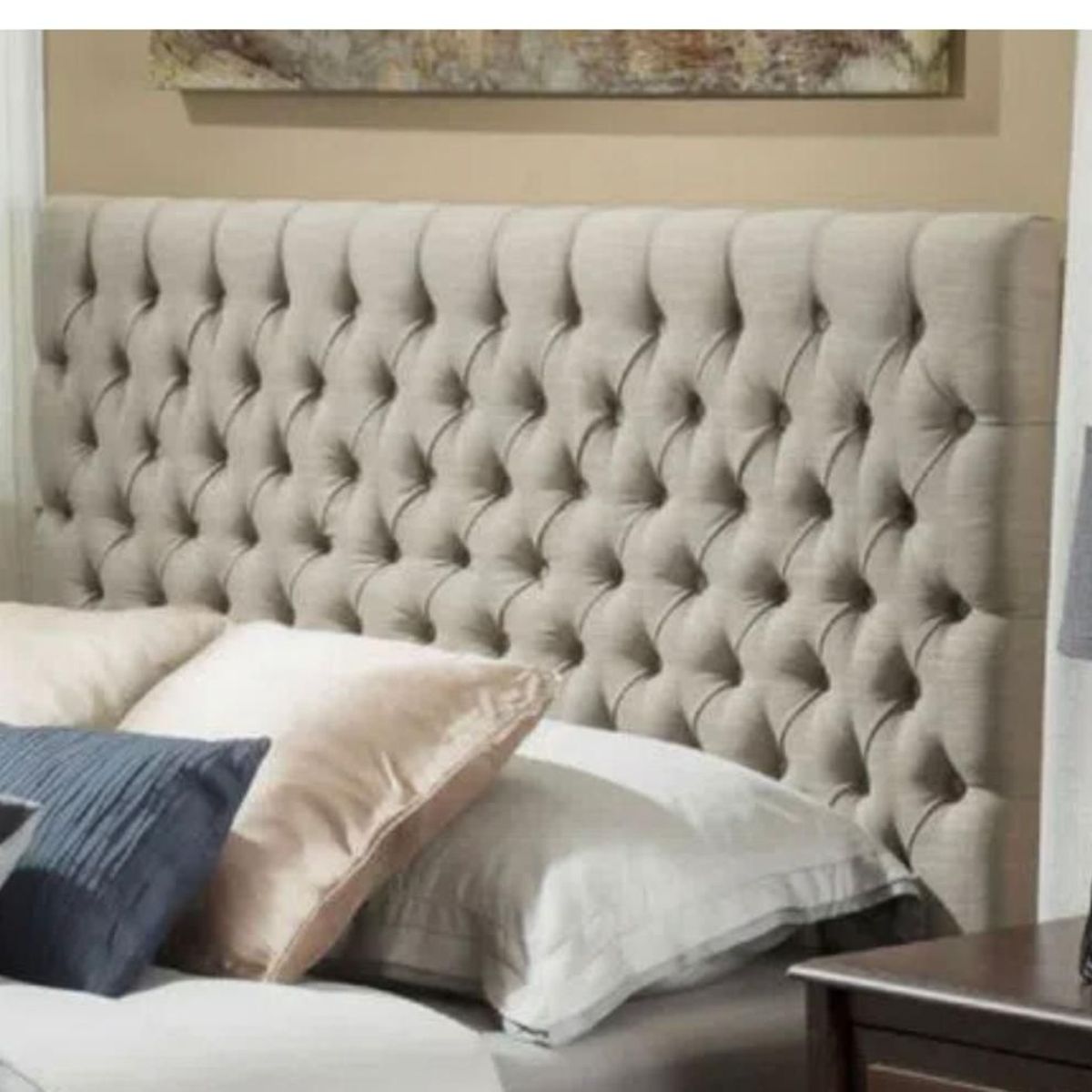 GENERICO - Cabecera Box Weymi Queen Capitoné - Beige