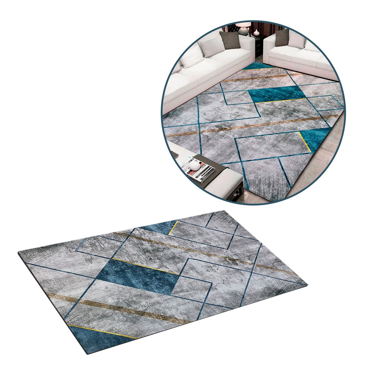 BUYPAL - Alfombra Rectangulos 160x230cm Sala Piso Cuartos