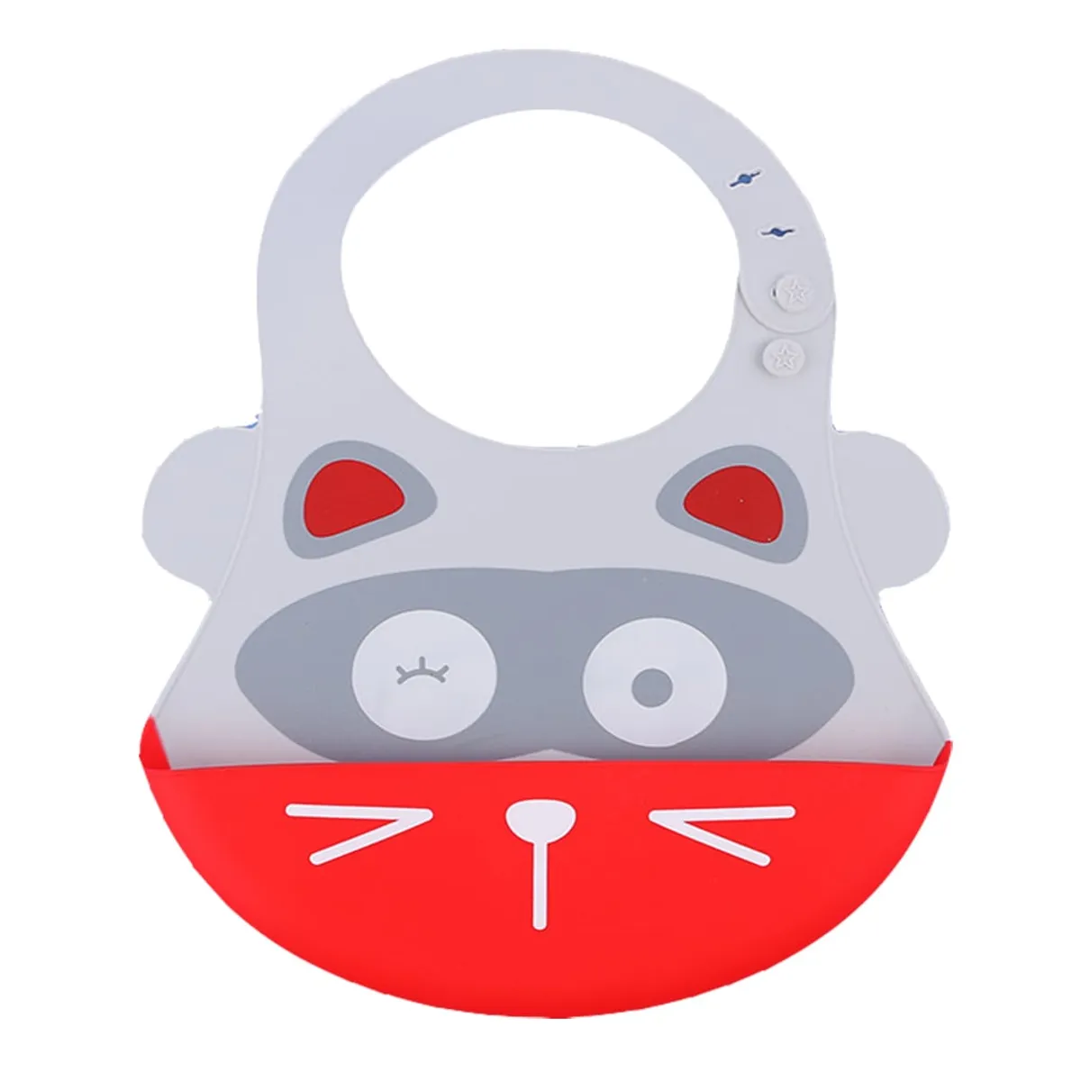 GENERICO - Babero mapache rojo con bolsillo atrapa comida para bebe