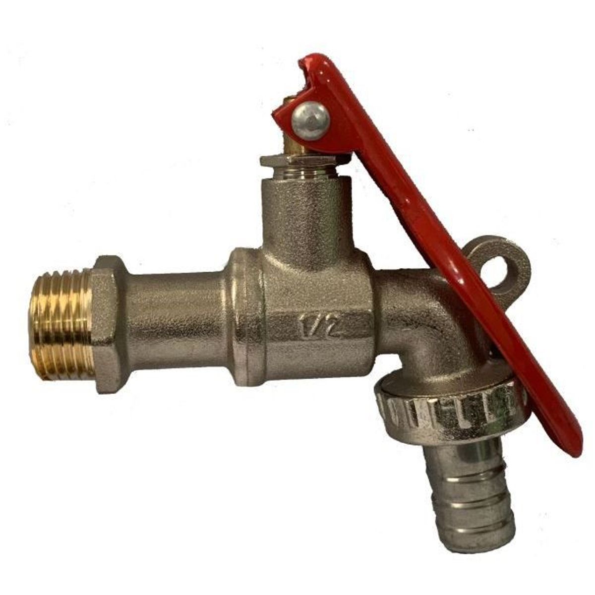 VALMAX - Llave Esférica Para Jardín 1/2" Con Seguro Pesada Valmax - Gris  Roja