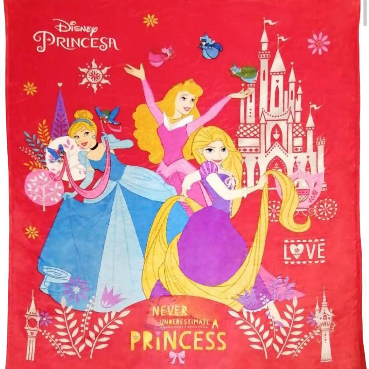 GENERICO - Manta para niñas - Princesas Rojo