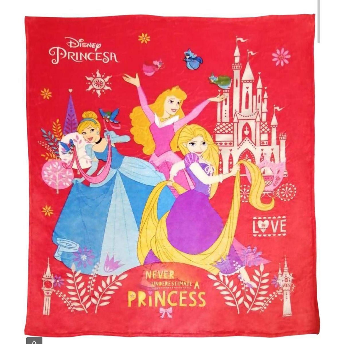 GENERICO - Manta para niñas - Princesas Rojo