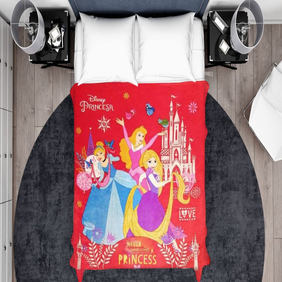 GENERICO - Manta para niñas - Princesas Rojo