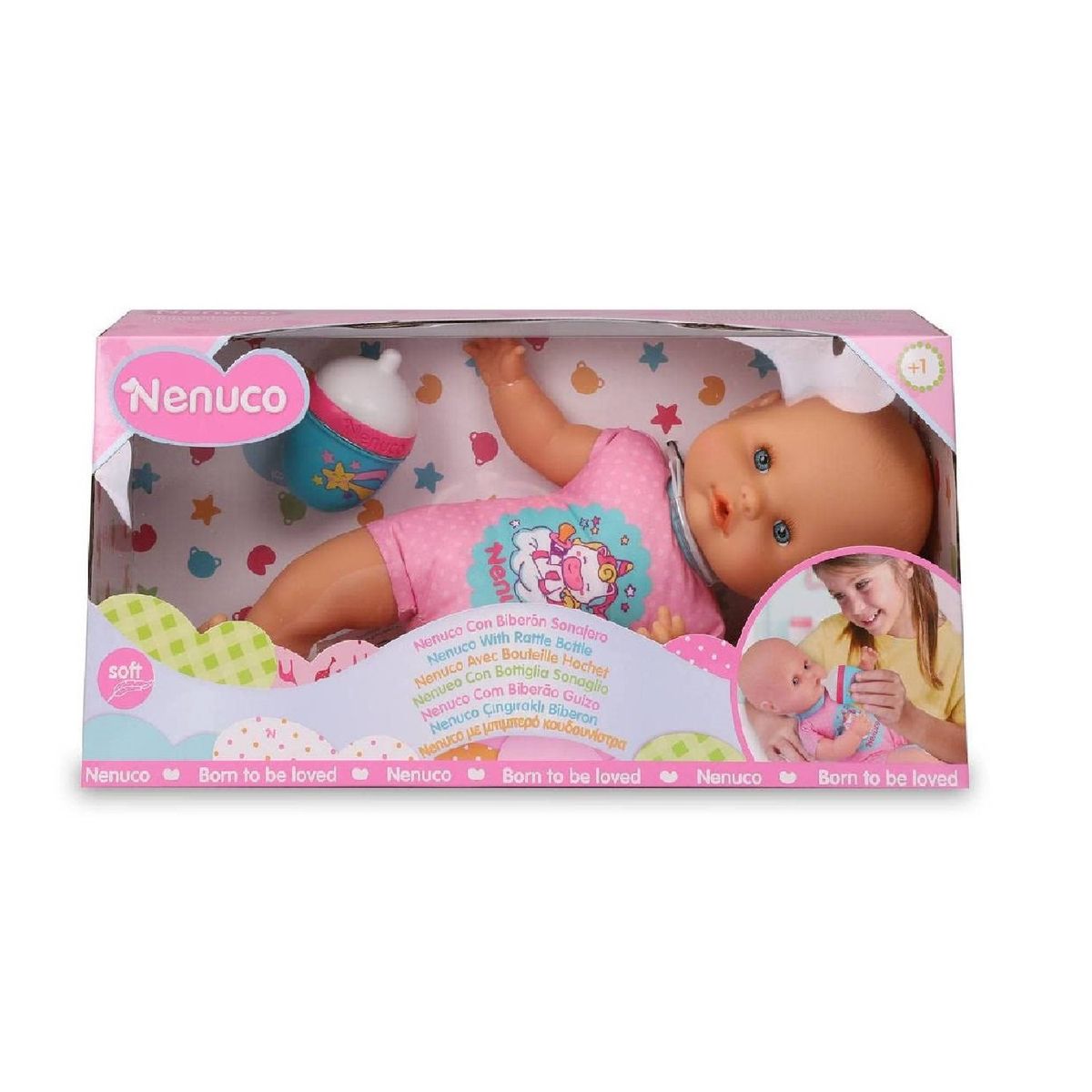 NENUCO - Juguete Muñeca Nenuco con Biberón y Sonajero Rosado