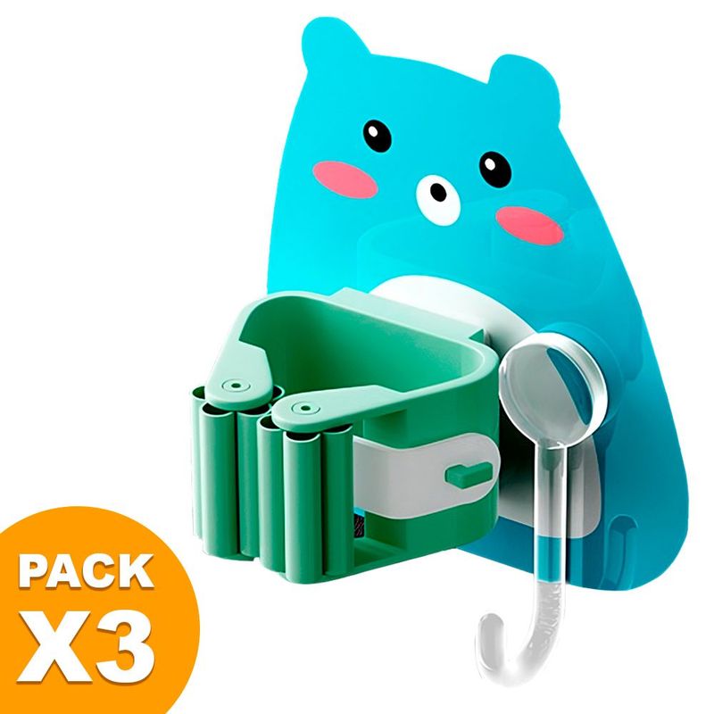 SASHIJA - Colgador Organizador Escobas Trapeadores N60 Oso CL X3