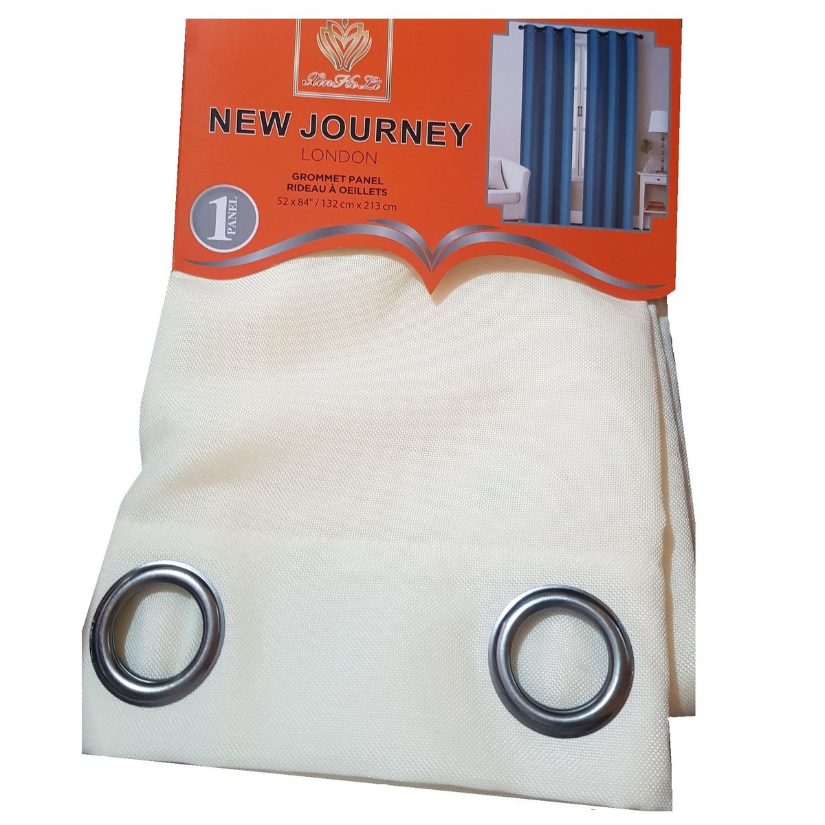 GENERICO - Cortina de 213x132 cm con panel de ojales CREMA