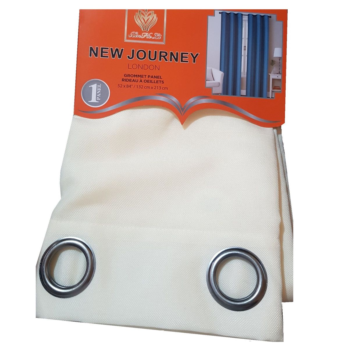 GENERICO - Cortina de 213x132 cm con panel de ojales CREMA