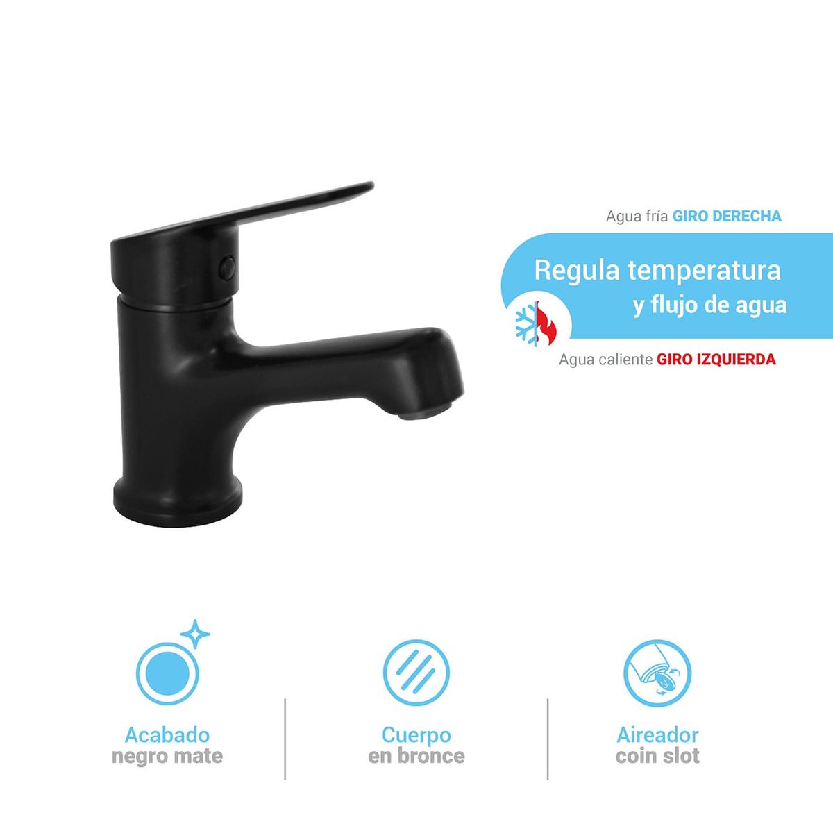 ITALGRIF - Grifería Monocomando lavatorio black tahiti Italgrif