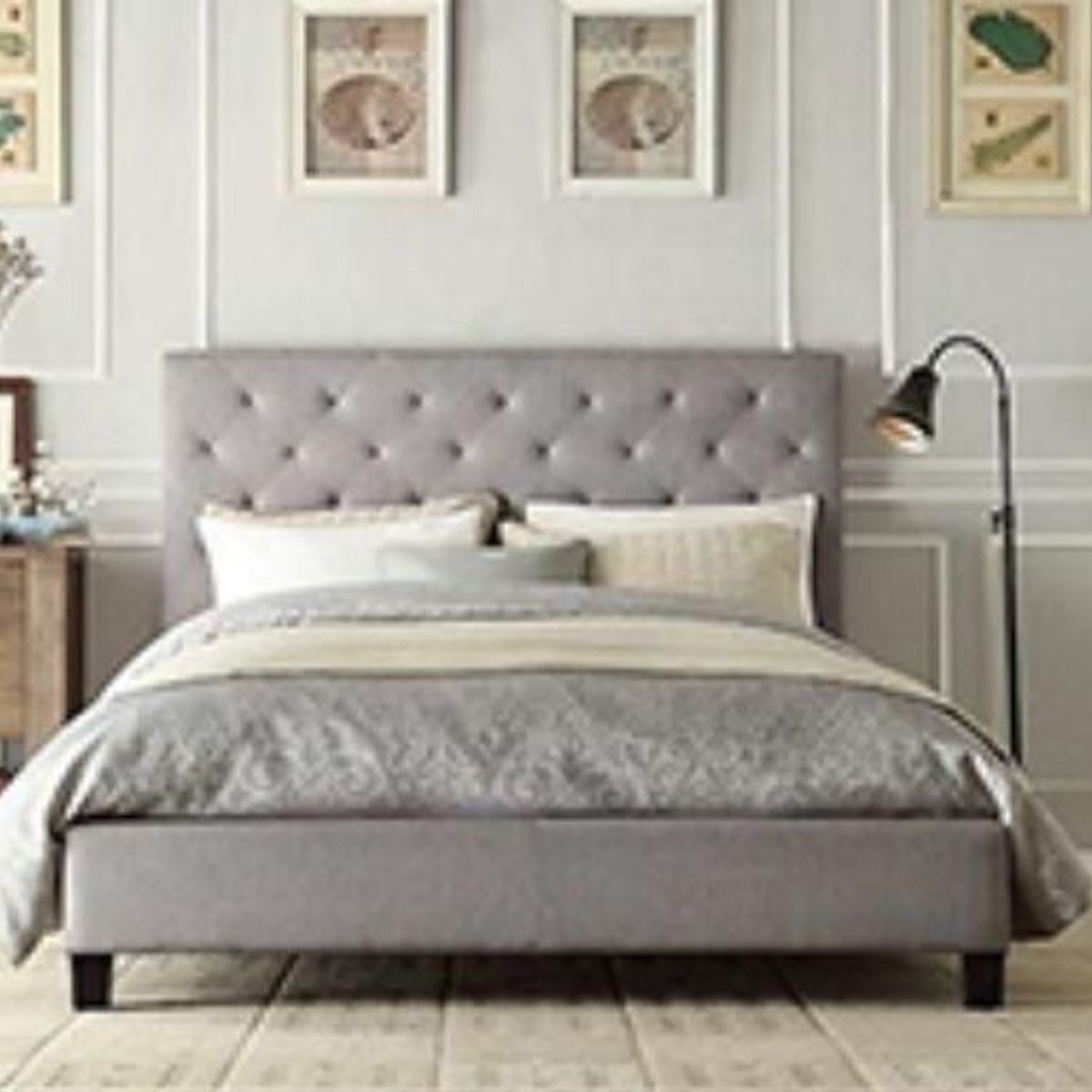 GENERICO - Cabecera Box Weymi Queen Capitoné - Gris Claro