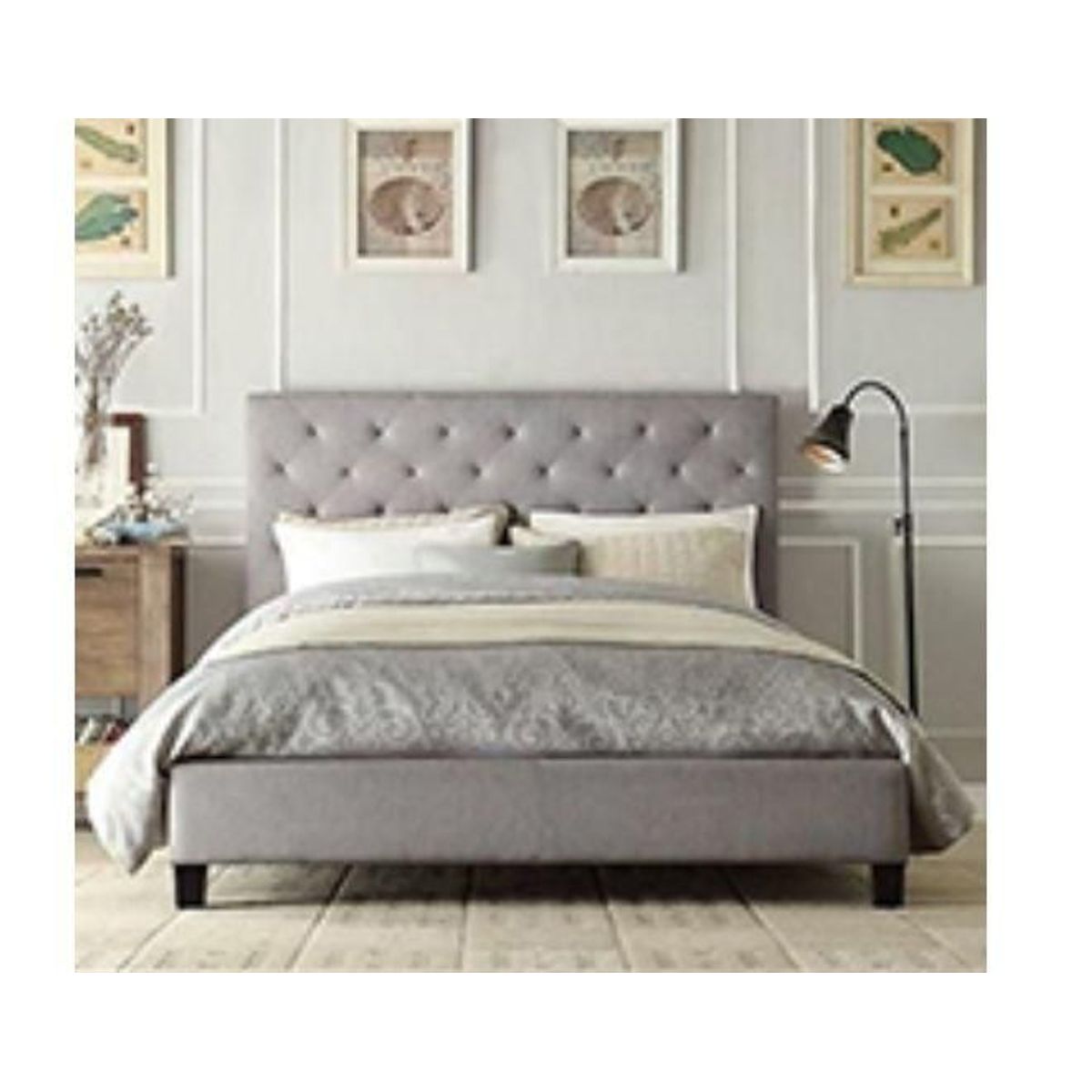 GENERICO - Cabecera Box Weymi Queen Capitoné - Gris Claro