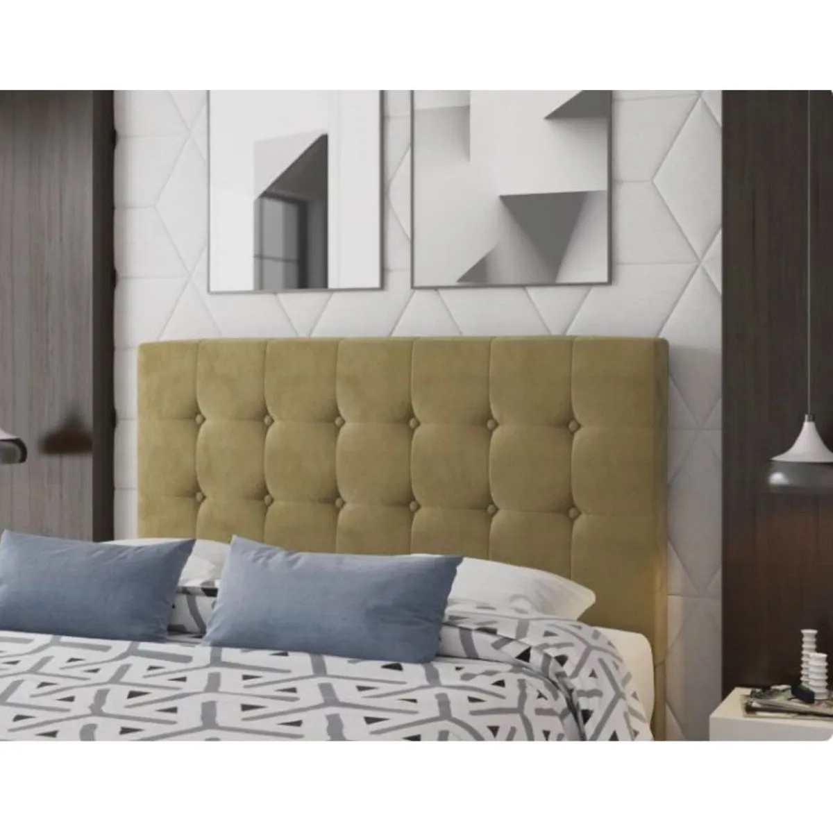 GENERICO - Cabecera Box Weymi 2 Plazas Cuadros - Camel