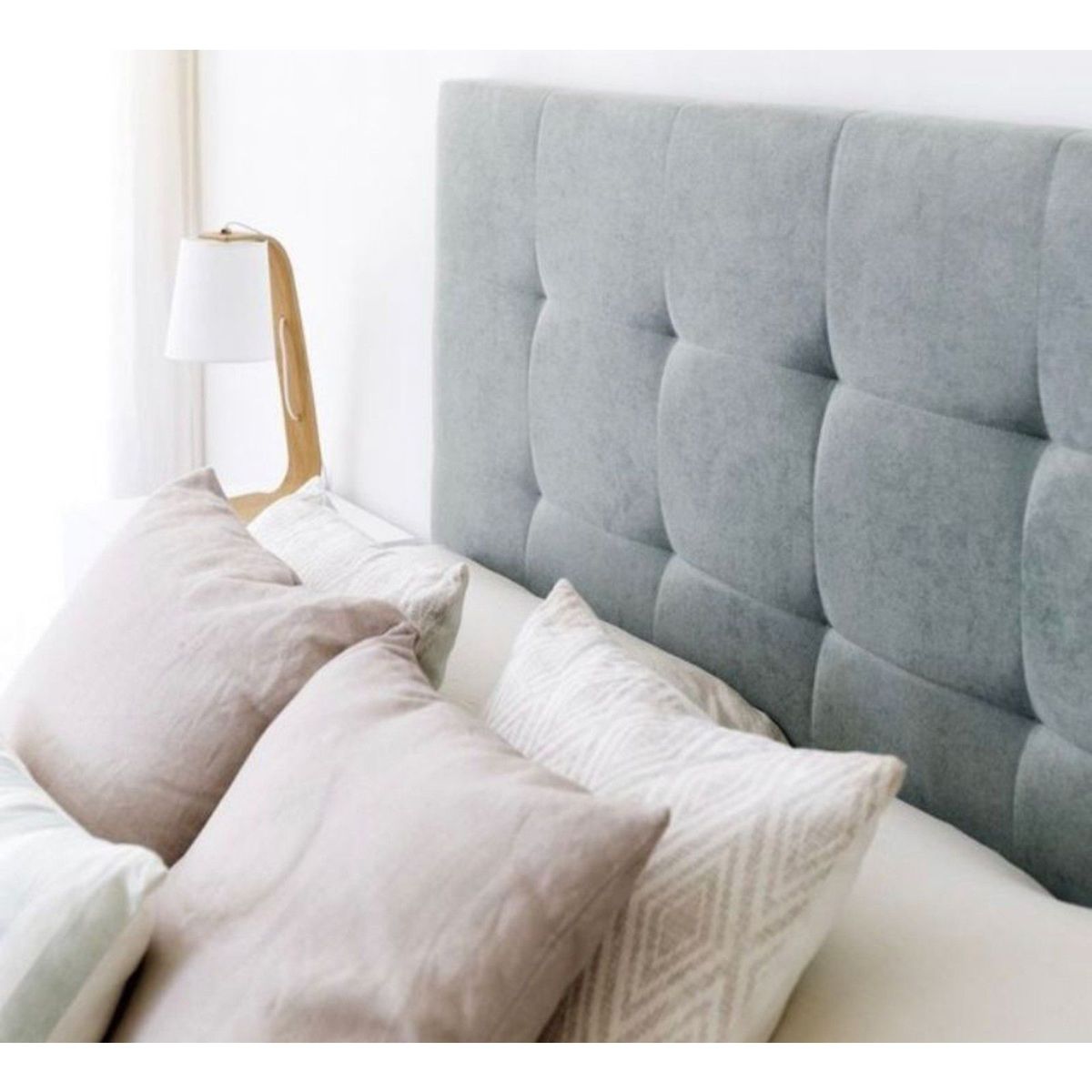 GENERICO - Cabecera Box Weymi 2 Plazas Cuadros - Gris Claro